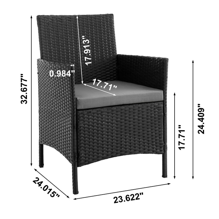 Manhattan Comfort Imperia Steel Rattan 4-Piece Patio Conversation Set with Cushions - Grey
