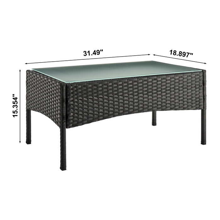 Manhattan Comfort Imperia Steel Rattan 4-Piece Patio Conversation Set with Cushions - Grey