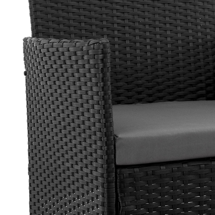 Manhattan Comfort Imperia Steel Rattan 4-Piece Patio Conversation Set with Cushions - Grey