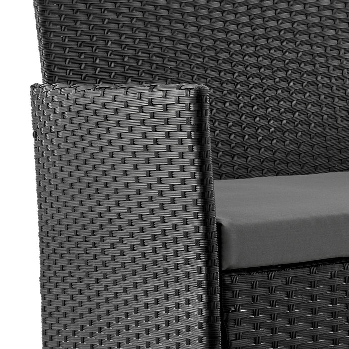 Manhattan Comfort Imperia Steel Rattan 4-Piece Patio Conversation Set with Cushions - Grey