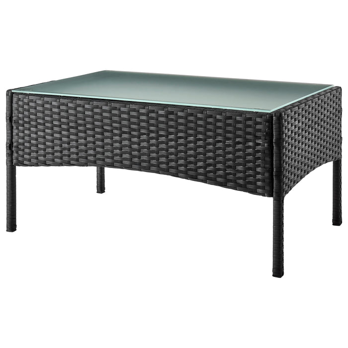 Manhattan Comfort Imperia Steel Rattan 4-Piece Patio Conversation Set with Cushions - Grey