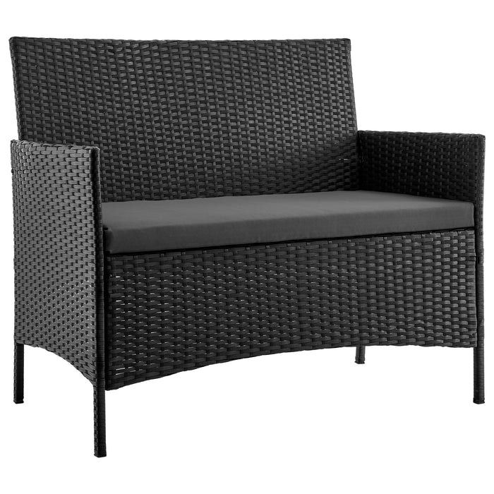 Manhattan Comfort Imperia Steel Rattan 4-Piece Patio Conversation Set with Cushions - Grey