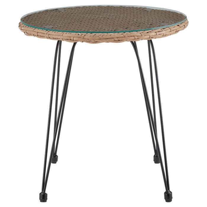 Manhattan Comfort Antibes 1.0 Steel Rattan 3-Piece Patio Conversation Set - Grey