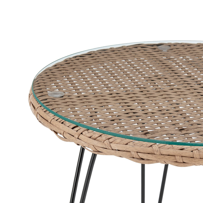 Manhattan Comfort Antibes 1.0 Steel Rattan 3-Piece Patio Conversation Set - Grey