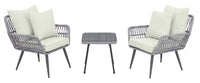 Manhattan Comfort Cannes Rope Wicker 3-Piece Patio Conversation Set - Cream