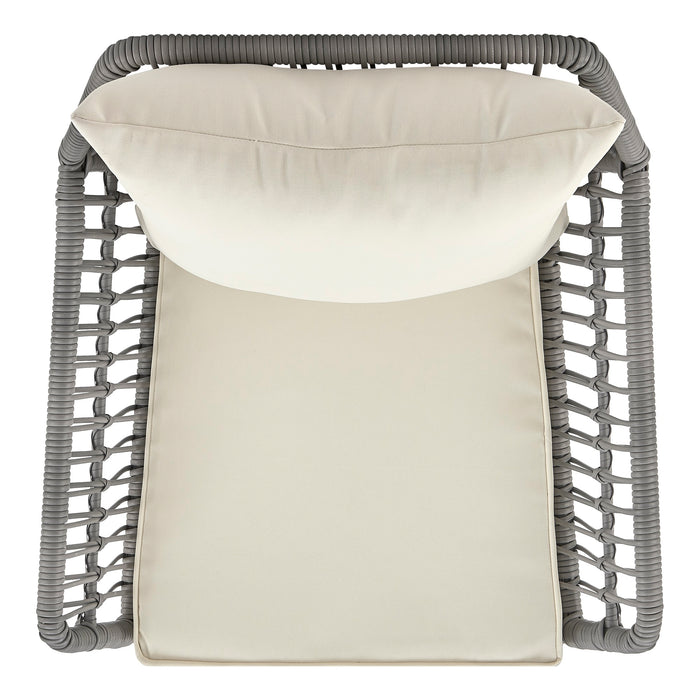 Manhattan Comfort Cannes Rope Wicker 3-Piece Patio Conversation Set - Cream