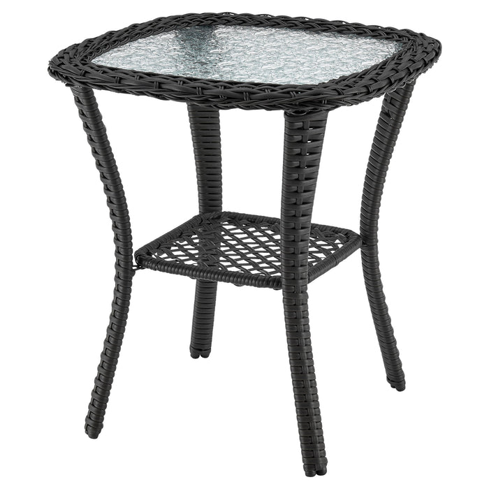 Manhattan Comfort Fruttuo Swivel Steel Rattan 3-Piece Patio Conversation Set - Cream