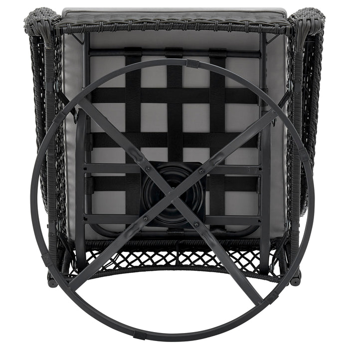 Manhattan Comfort Fruttuo Swivel Steel Rattan 3-Piece Patio Conversation Set - Grey
