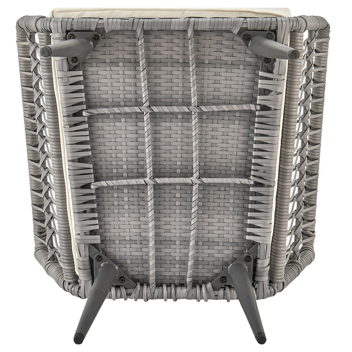Manhattan Comfort Portofino Rope Wicker 4-Piece Patio Conversation Set with Cushions - Cream