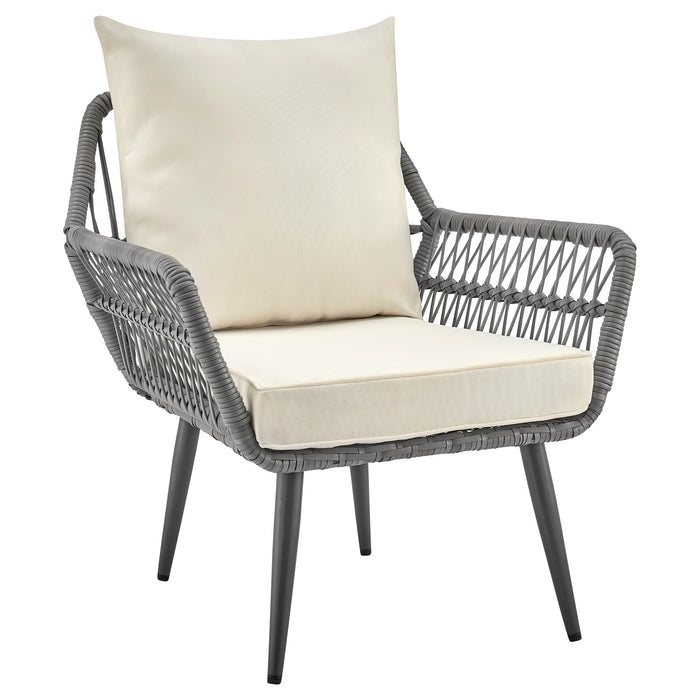 Manhattan Comfort Portofino Rope Wicker 4-Piece Patio Conversation Set with Cushions - Cream