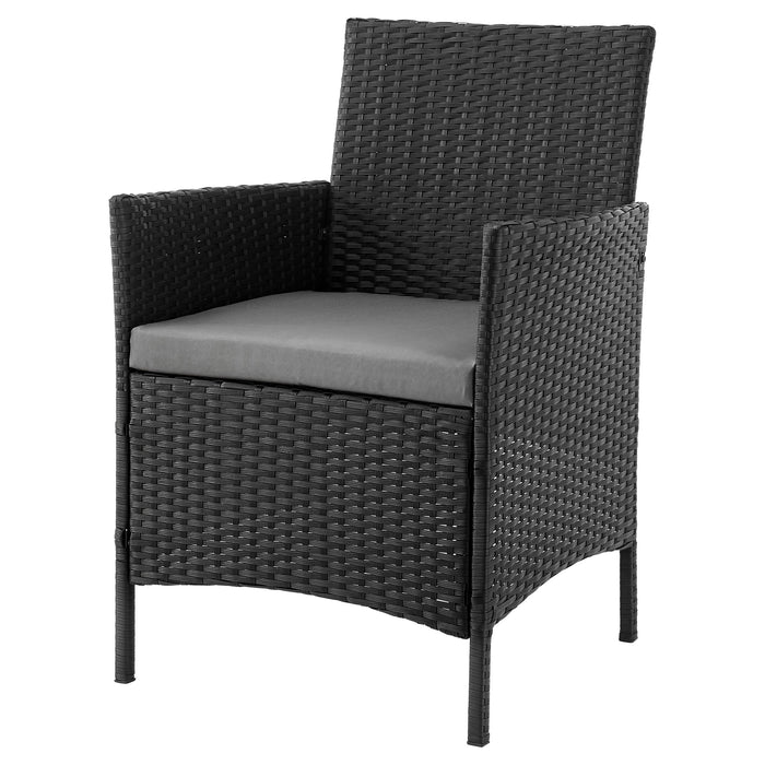 Manhattan Comfort Imperia Steel Rattan 3-Piece Patio Conversation Set - Grey