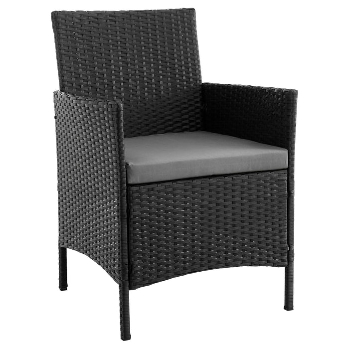 Manhattan Comfort Imperia Steel Rattan 3-Piece Patio Conversation Set - Grey