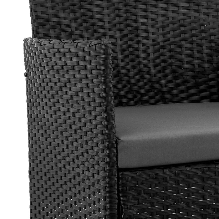 Manhattan Comfort Imperia Steel Rattan 3-Piece Patio Conversation Set - Grey