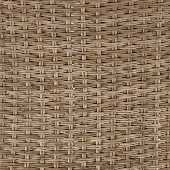 Manhattan Comfort Genoa Patio Dining Table with Glass Top - Natural Tan Weave