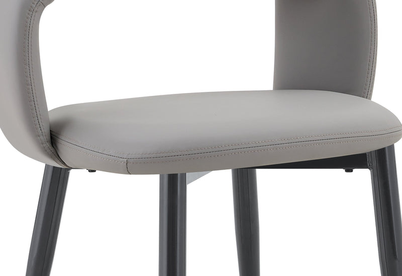 Orion Dining Chair with Vegan-Leather Fabric, Metal – Grey