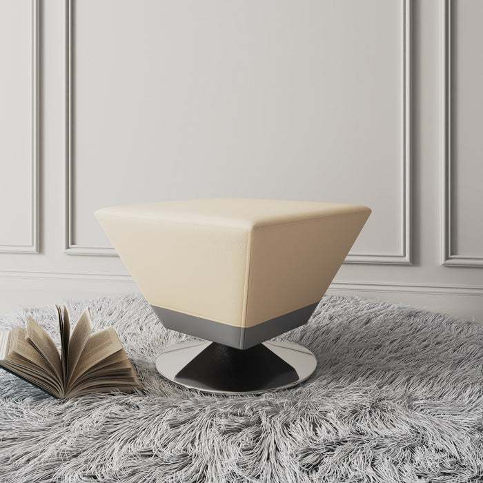 Manhattan Comfort Diamond Polished Chrome Swivel Ottoman - Tan
