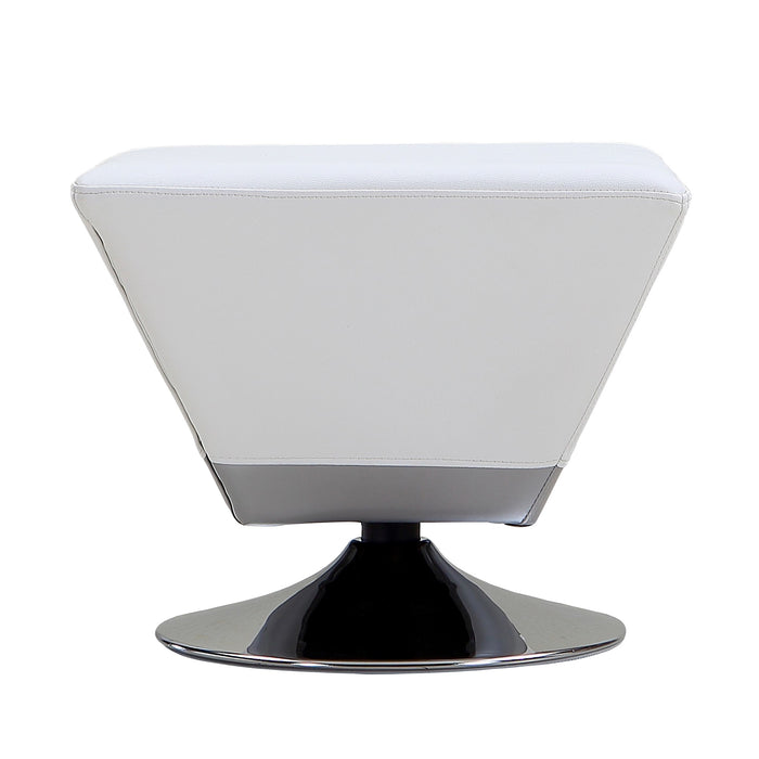 Manhattan Comfort Diamond Polished Chrome Swivel Ottoman - White