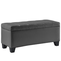 Pleather Impression Bench with Storage Grey