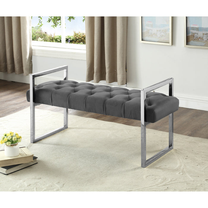 Imperial Tufted Bench with Silver Stand Grey Benches
