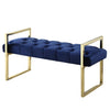 Imperial Tufted Bench with Gold Stand Navy Benches