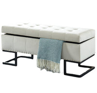 Imperial Tufted Bench with Silver Stand Beige Benches