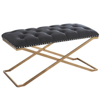 Imperial Tufted Double Bench with Gold Base Black Benches