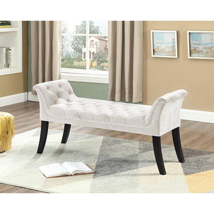 Imperial Tufted Bench with Armrest Beige Benches