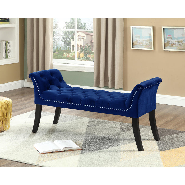 Imperial Tufted Bench with Armrest Navy Blue Benches