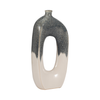 16” Ceramic Open Cut Out Vase – Ivory and Blue 