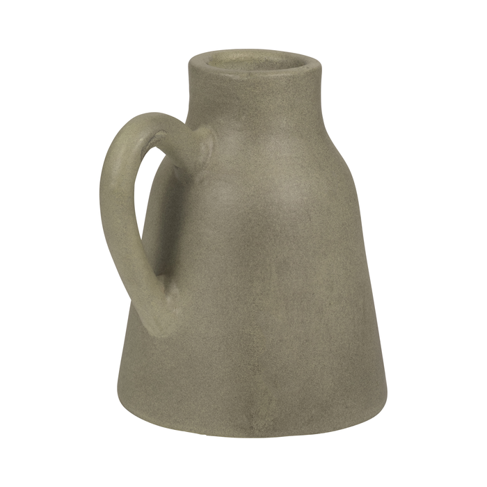 8.75” Terracotta Vase with Handle – Green 