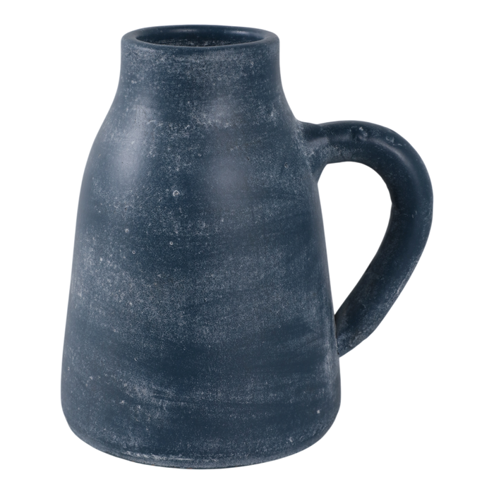 8.75” Terracotta Vase with Handle – Blue 