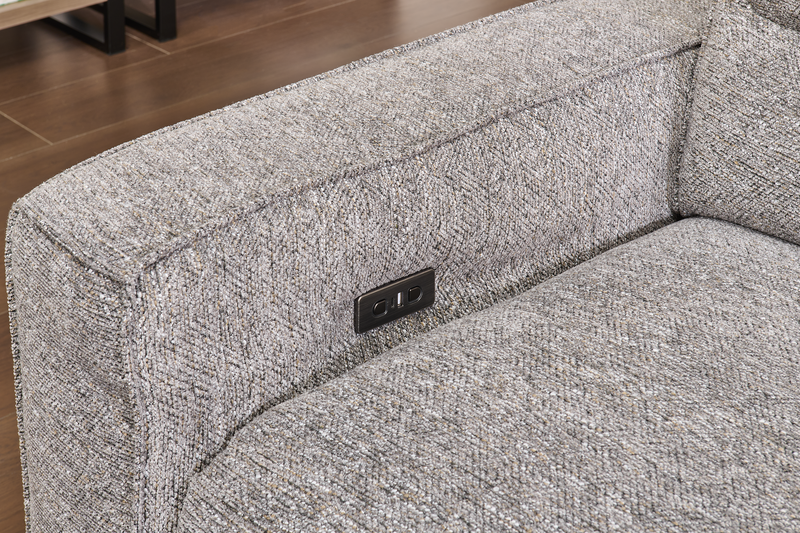 Shaquille O’Neal Home Prestige 4-Piece Sectional with Power Sliding and Storage Chaise – Grey