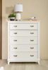 Quinn Bedroom Chest of Drawers, 5-Drawer, 36.5"W x 48.5"H - White | Commode verticale de chambre à coucher Quinn de 36,5 po (L) x 48,5 po (H) à 5 tiroirs - blanche
