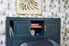 Quinn Platform Bed with Bookcase Headboard, Built-in Desk & Stool, Blue - Twin Size | Lit plateforme Quinn avec tête de lit bibliothèque, bureau intégré et tabouret, bleu - format lit simple