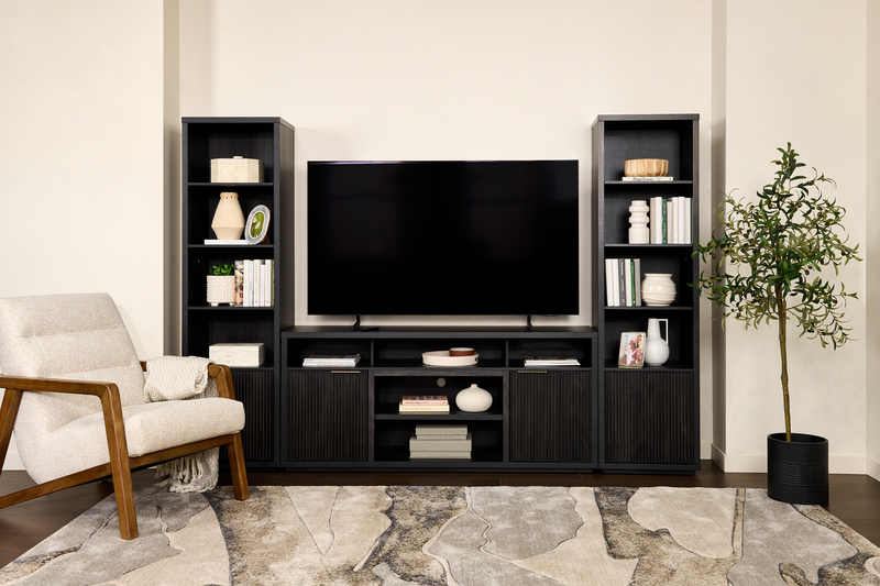 Brenner 104\" 3 Piece Entertainment Center with Storage for TVs Up To 60\" – Charcoal 