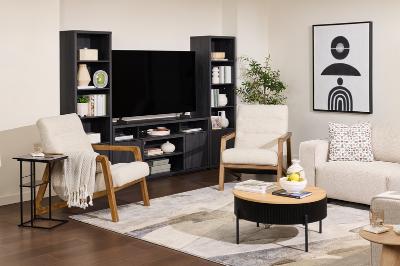 Brenner 104\" 3 Piece Entertainment Center with Storage for TVs Up To 60\" – Charcoal 