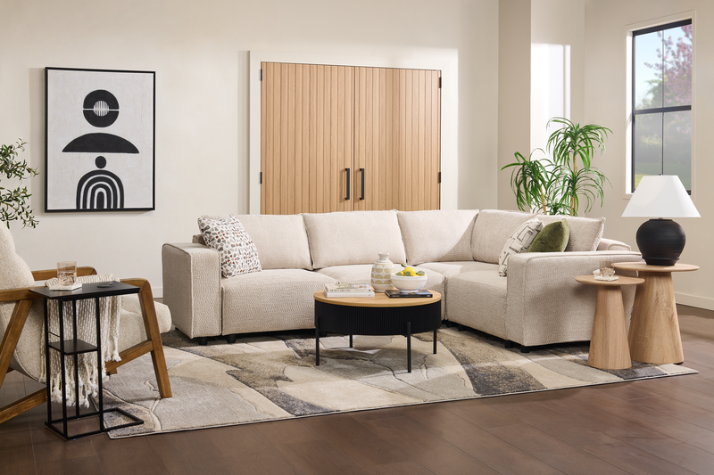 Infinity Modular 4-Piece Chenille Fabric Sofa Sectional – Taupe