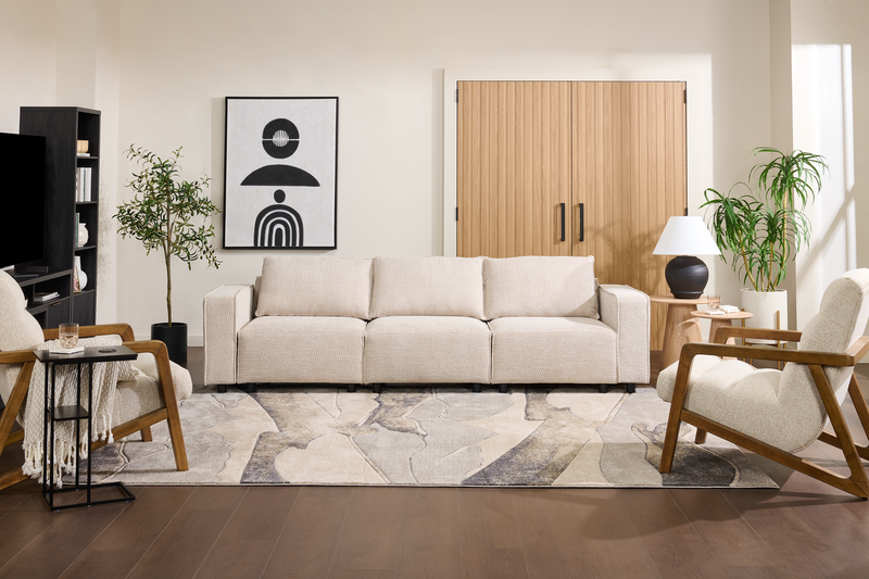 Infinity Modular 3-Piece Chenille Fabric Sofa Sectional – Taupe 