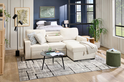 Milan Platform Bed with Headboard & Frame,  Mid-Century Modern, Black - Queen Size 