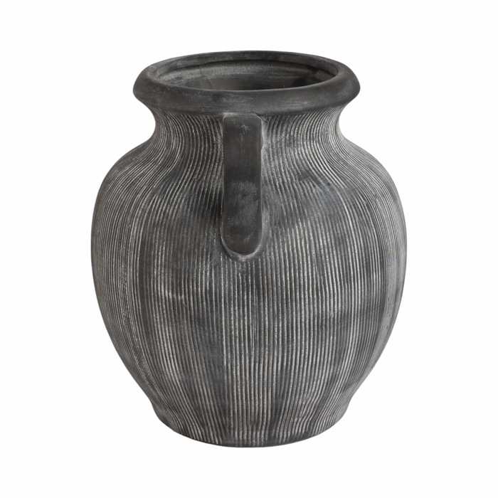 10” Ceramic Weathered Jug with Handles – Black 