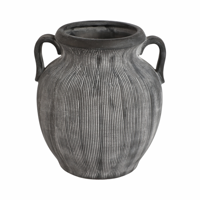 10” Ceramic Weathered Jug with Handles – Black 