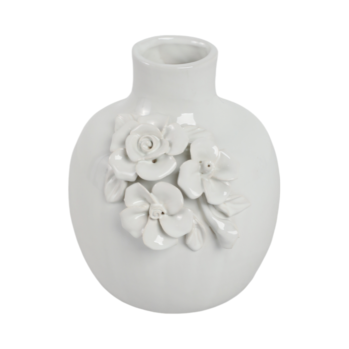 6.25” Ceramic Rose Bud Vase – White 