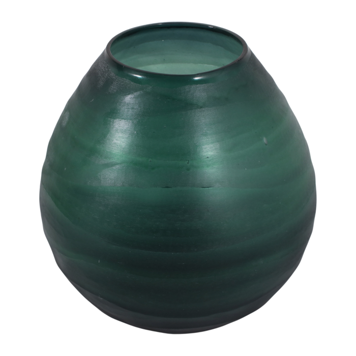 7.5” Modern Etched Glass Vase – Green