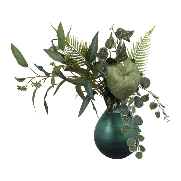 7.5” Modern Etched Glass Vase – Green