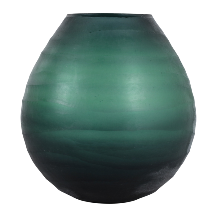 7.5” Modern Etched Glass Vase – Green