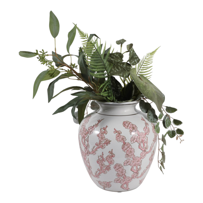 13” Ceramic Chinoiserie Cherry Blossom Vase – Pink 