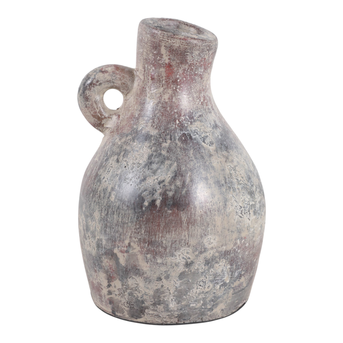 8.25” Terracotta Curvy Bud Vase with Handle – Weathered 