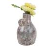 8.25” Terracotta Curvy Bud Vase with Handle – Weathered  | Vase à fleurs courbé de 8,25 po en terre cuite avec poignée - vieilli