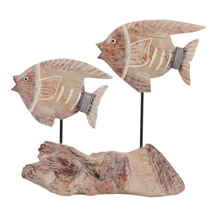 11” Natural Wood Fish on Stand – Red