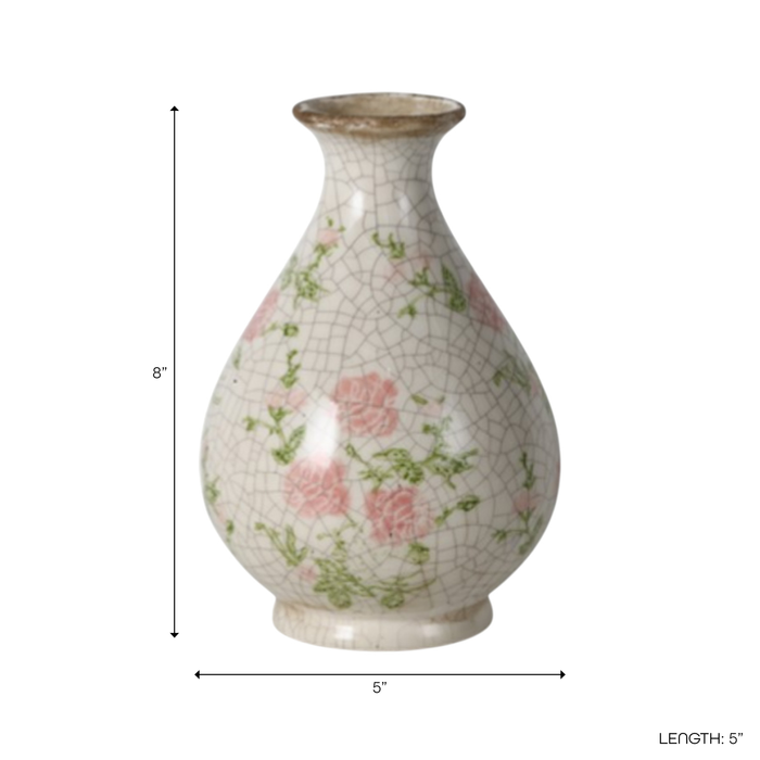 8.25” Ceramic Curved Cottage Vase – Multi-Colour 